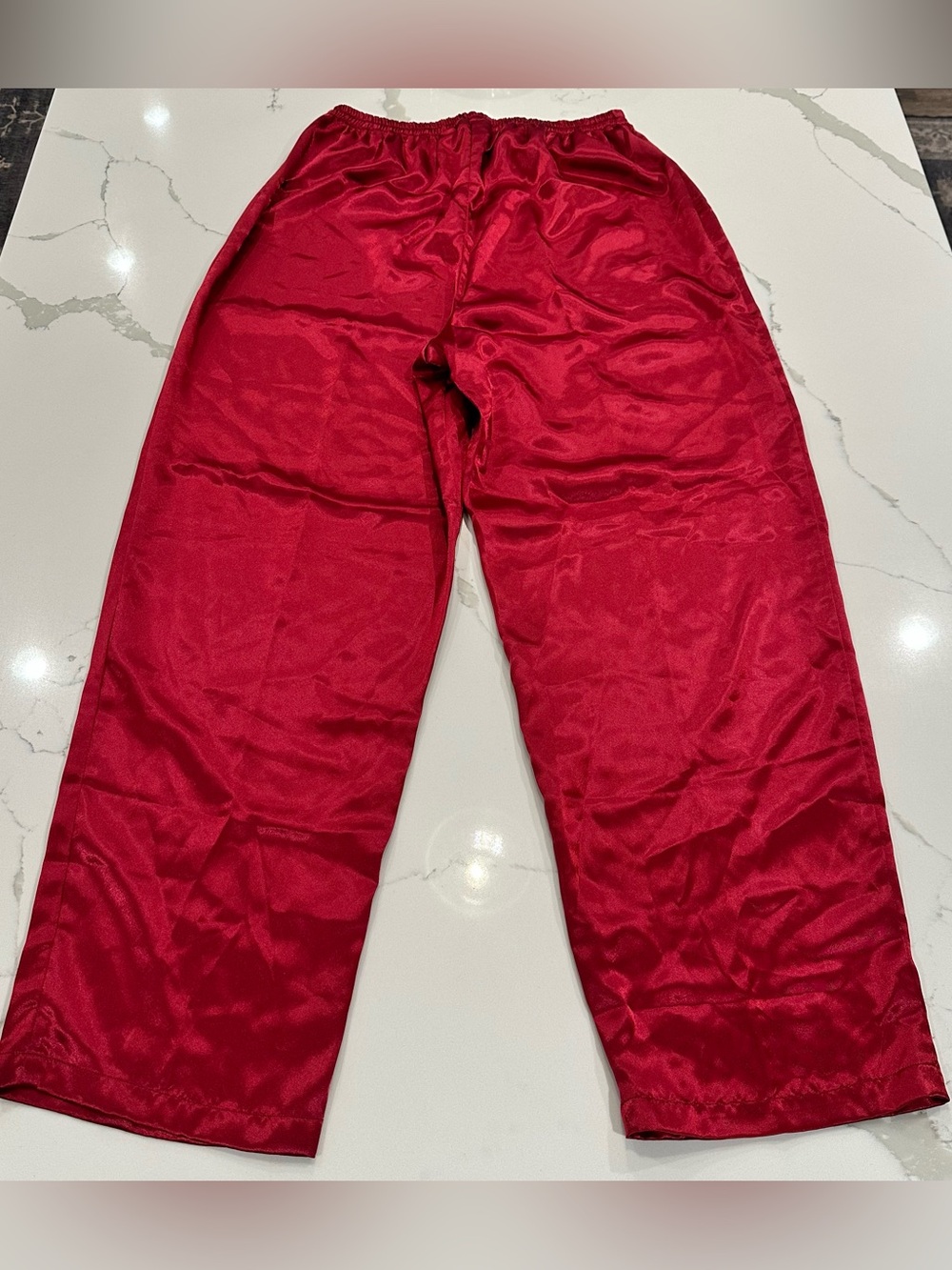 Vintage Victorias Secret Gold Label Red Satin Pajama Pants L Holiday Pull On 80s